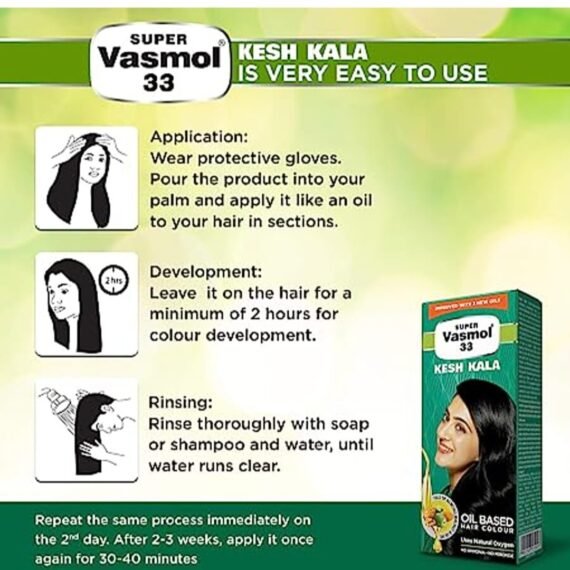 Super Vasmol 33 Kesh Kala – Oil Based Hair Colour (50ml) - Image 2