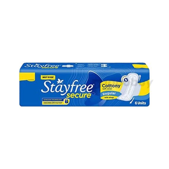 Stayfree Secure Cottony Soft Cover Sanitary Pads (6 Pads)